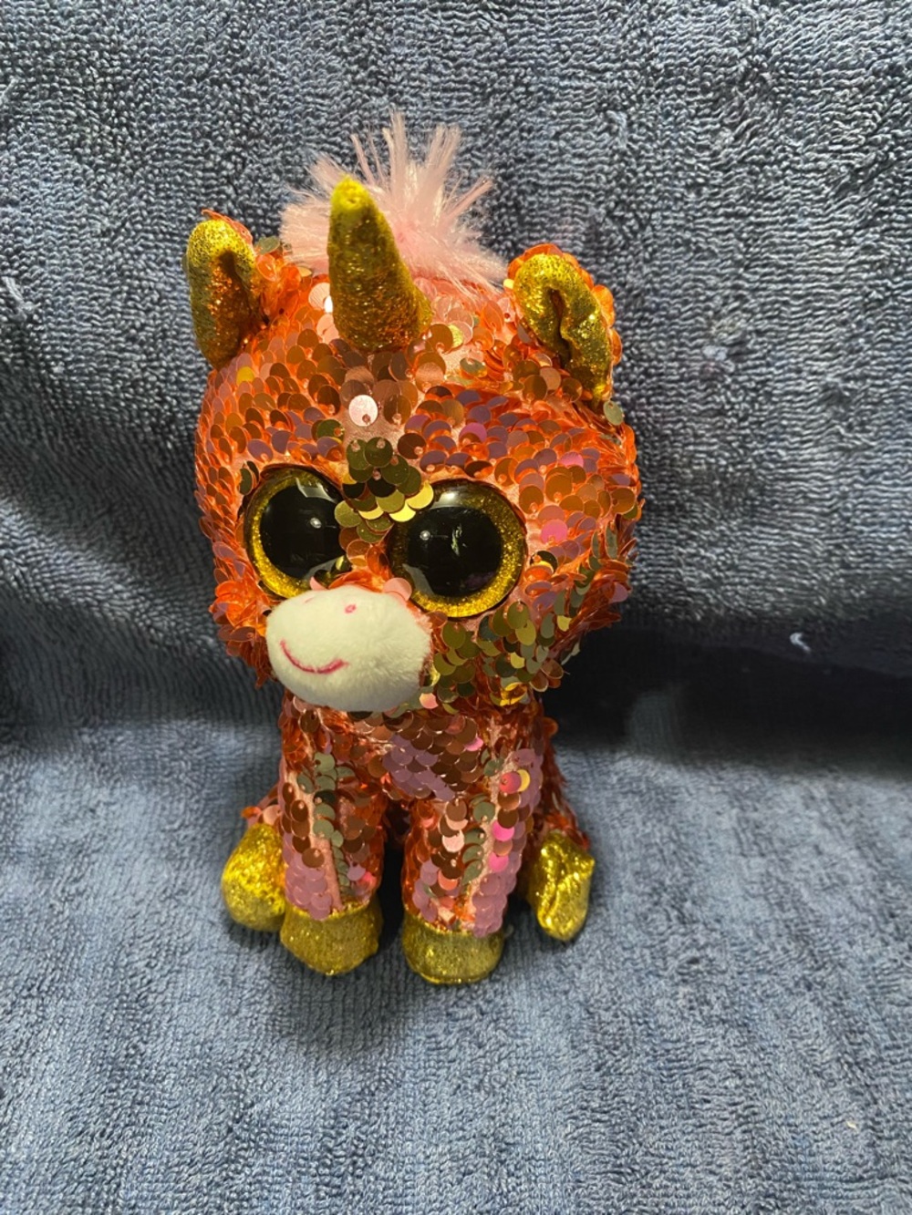 Ty Sunset Beanie Boos Flippables Pink and Orange Sequins with Gold Accents